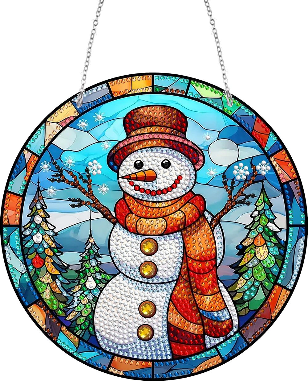 DairyDing DIY 5D Christmas Snowman Diamond Painting Kits Hanging Sign Wall Art Sign Special Shaped Diamond Art Suncatcher Window Hanging Ornament Window Pendants for Adults Home Garden Wall Door