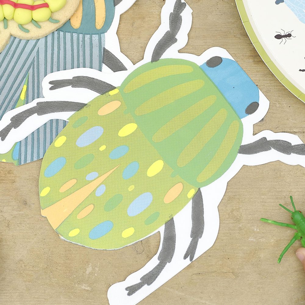 Ginger Ray Creepy Crawly Bug Shaped Fold Out Paper Kids Birthday Party Luncheon Napkins 16 Pack - Image 5