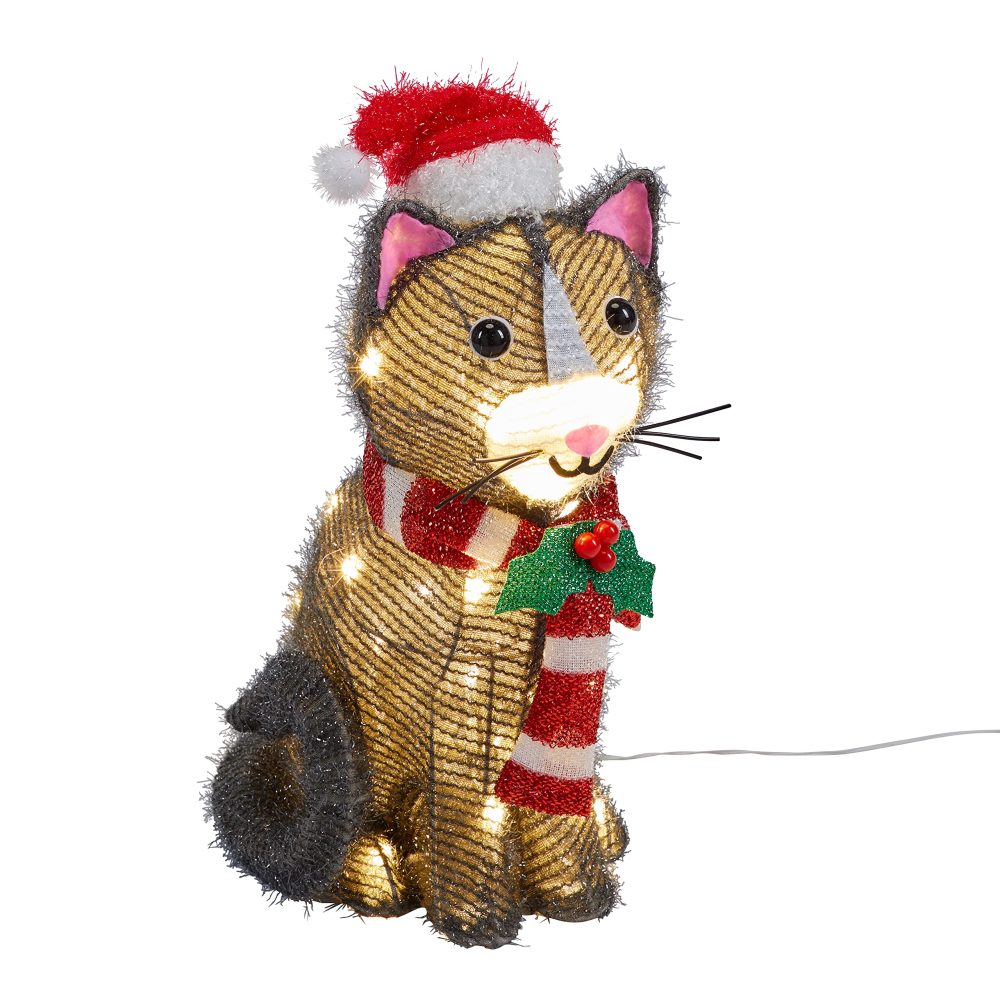 Lights4fun Outdoor Light Up Cat Christmas Figure Garden Decoration with 30 Warm White LEDs & Timer 46cm - Image 3