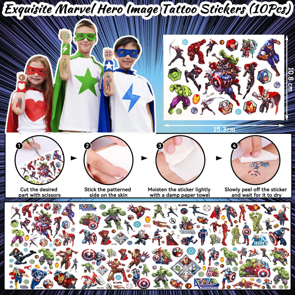 Cool Party Bag Fillers for Kids Boys Girls, 40Pcs Superhero Theme Assorted Toys Pinata Filler with Slap Bands Stickers Keychains Gift Bags Lucky Dip Prize Party Favours for Birthday Gift Halloween - Image 5