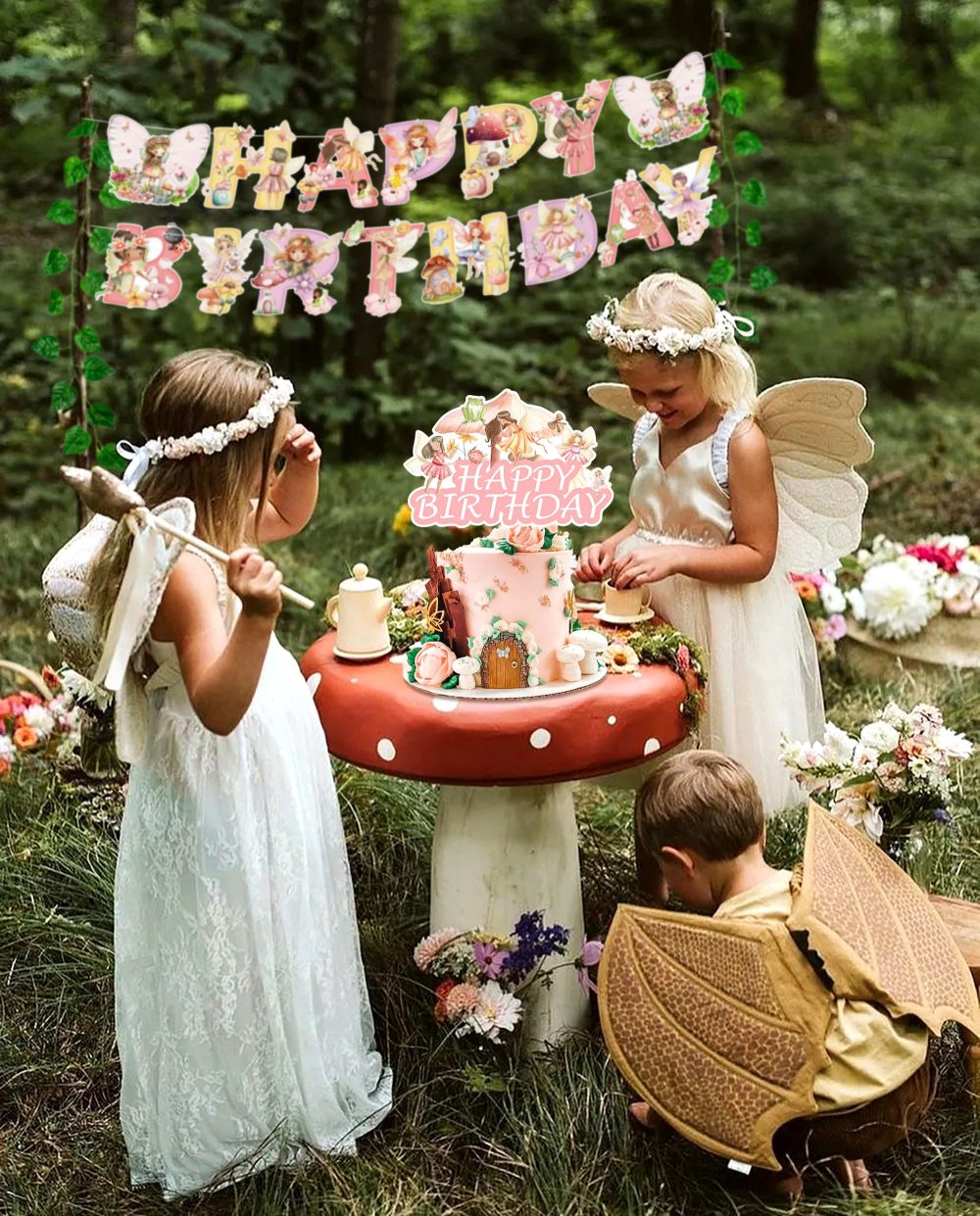 JeVenis Fairy Birthday Party Decoration Fairy Balloon Fairy Birthday Banner Fairy Woodland Mushroom Birthday Party Supplies Favors - Image 8