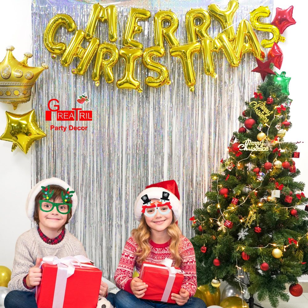 Silver Foil Fringe Tinsel Backdrop Glitter - GREATRIL Party Streamers Backdrop Curtains for Birthday/Prom/New Year/Bachelorette Party/Christmas/Disco Dancing Ball Decorations - Pack of 2 - Image 5