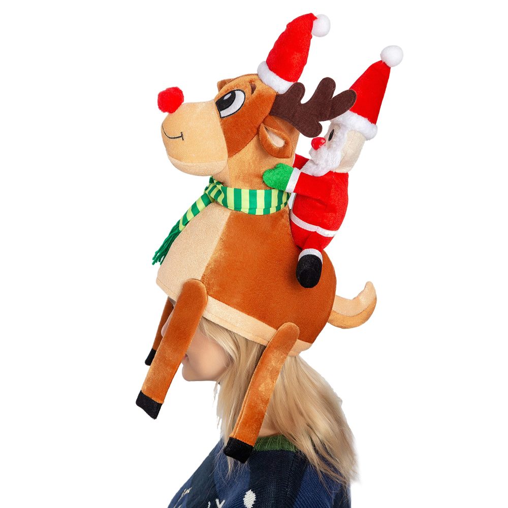 JOYIN Christmas Reindeer Hat Santa Riding a Reindeer for Cute and Festive Christmas Party Dress Up Celebrations, Decorations, Costume Accessories - Image 4