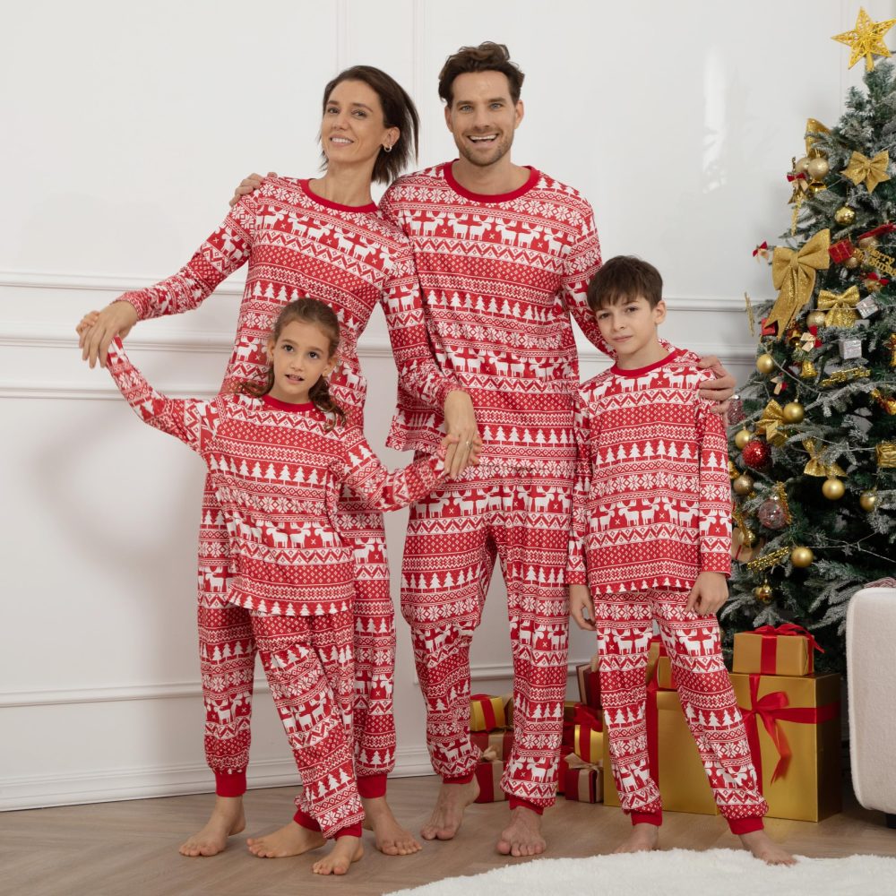 Menore Christmas Pajamas For Family, Matching Family Pajamas Set, Christmas Sleepwear Long Sleeve, Reindeer Pajamas Set, PJs Xmas Festival Nightwear Adults Kids N01 Mom M - Image 4