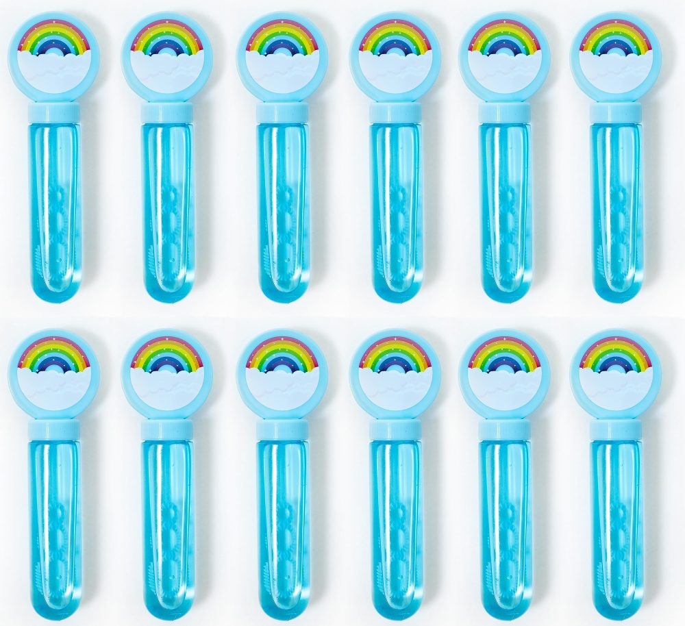 Toyseum 24 x Rainbow Bubble Wands, Ideal Party Bag Fillers for Kids, Large 3-Holed Wands for Girls Rainbow Themed Birthday Parties, Fun Favours and Goody Bag Fillers, Long Lasting Solution, Pack of 24 - Image 3