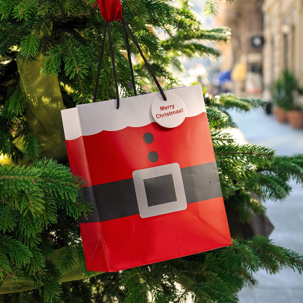 Prextex Santa Clause Medium Gift Bags - 12pcs, Multipack/Bulk Party Bags, Goody/Sweet Bags, Paper Gift Bag for Candy, Treats, Sweets, Stuff, Gifts, Presents, Christmas, Halloween, Parties - Image 5