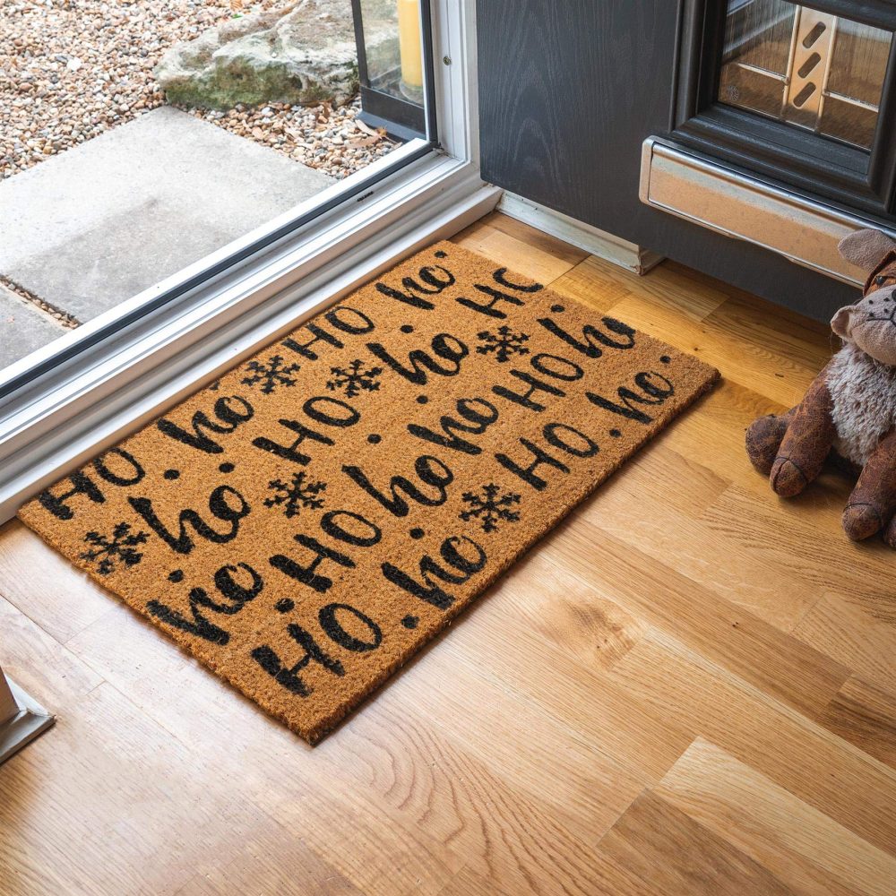 Nicola Spring Christmas Door Mat - 60 x 40cm - Ho Ho Ho - Pack of 1 - Indoor Outdoor Coir Doormat Xmas Decor Holiday Season Decorative Front Scraper Rug Floor Mat - Image 3