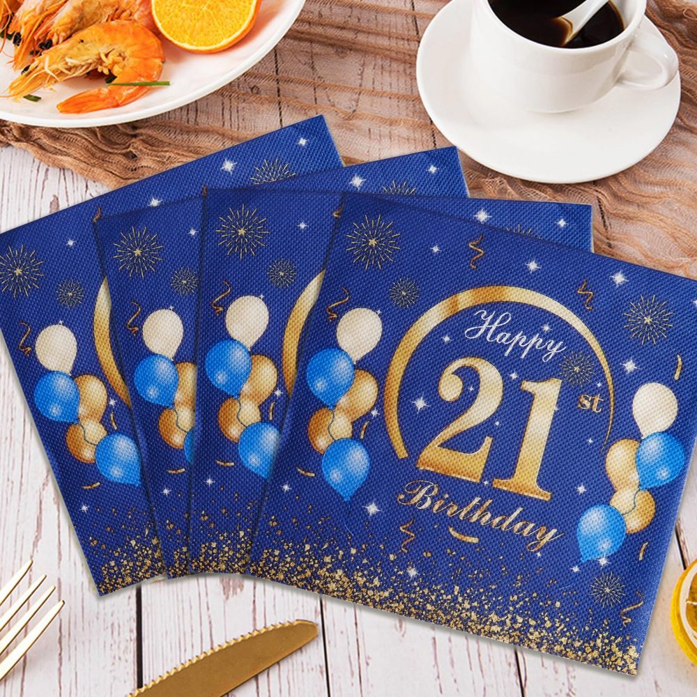 Yiran Happy 30th Birthday Navy Blue Gold Napkins, 20pcs Party Napkins, 30th Birthday Napkins Happy 30th Birthday Decorations Paper Tissues for Men,Women 30th Birthday Party Supplies Table Decoration - Image 4