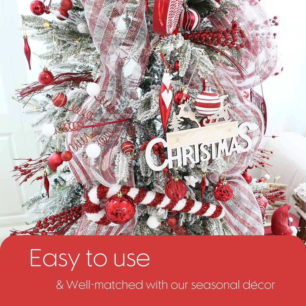 Sea Team 12-Pack Artificial Glitter Berry Stem Ornaments, Decorative Bead Sticks, Glittery Twigs, Picks, Branches for Christmas Tree, Small Vase, Holiday, Wedding, Party (17 Inches, Red) - Image 3