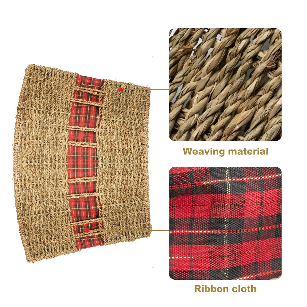 Art Beauty Christmas Tree Collar Large Rattan Wicker Skirt with Replaceable Ribbon for Christmas Tree Decorations - Image 6