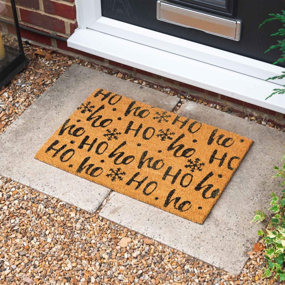 Nicola Spring Christmas Door Mat - 60 x 40cm - Ho Ho Ho - Pack of 1 - Indoor Outdoor Coir Doormat Xmas Decor Holiday Season Decorative Front Scraper Rug Floor Mat - Image 2