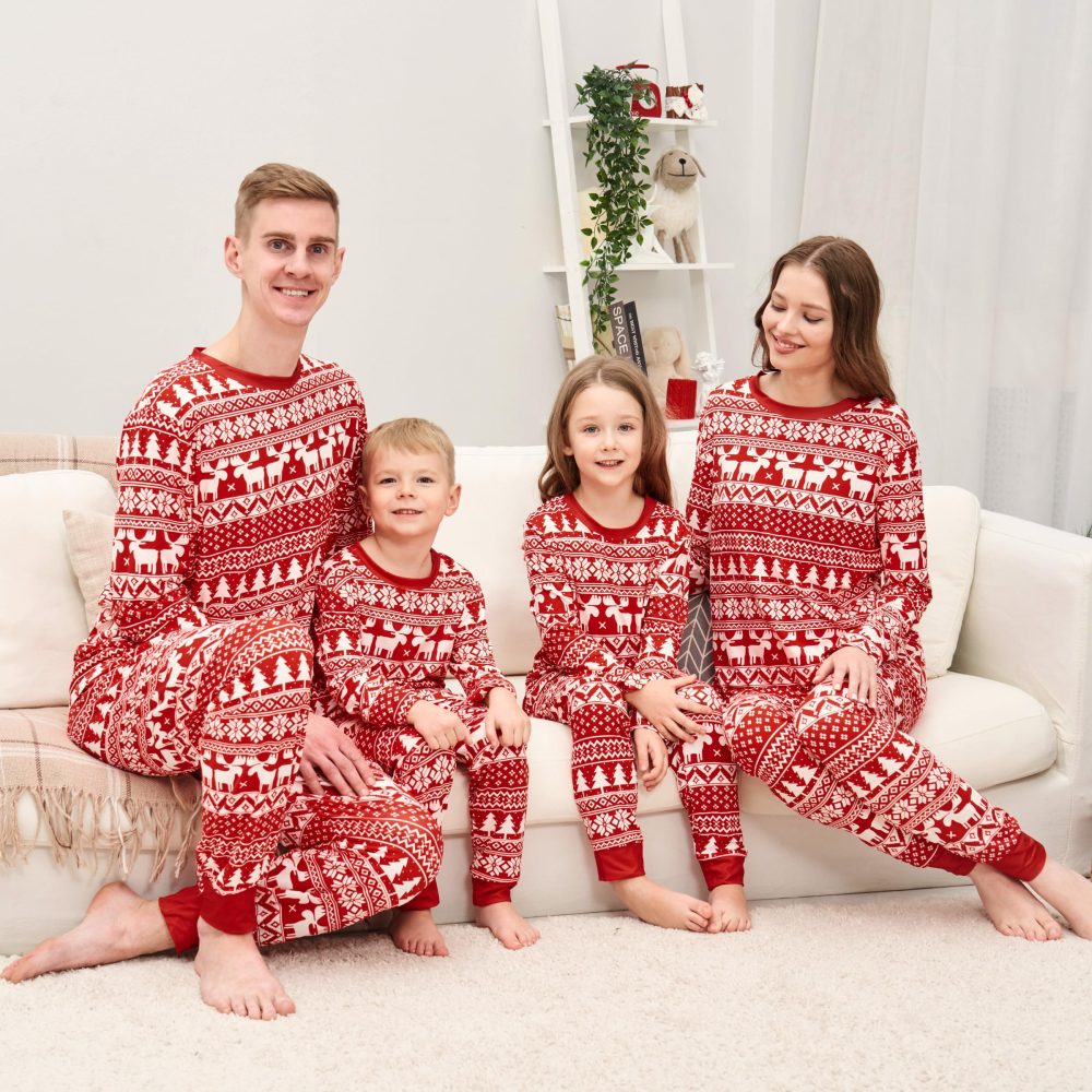 Menore Christmas Pajamas For Family, Matching Family Pajamas Set, Christmas Sleepwear Long Sleeve, Reindeer Pajamas Set, PJs Xmas Festival Nightwear Adults Kids N01 Mom M - Image 3