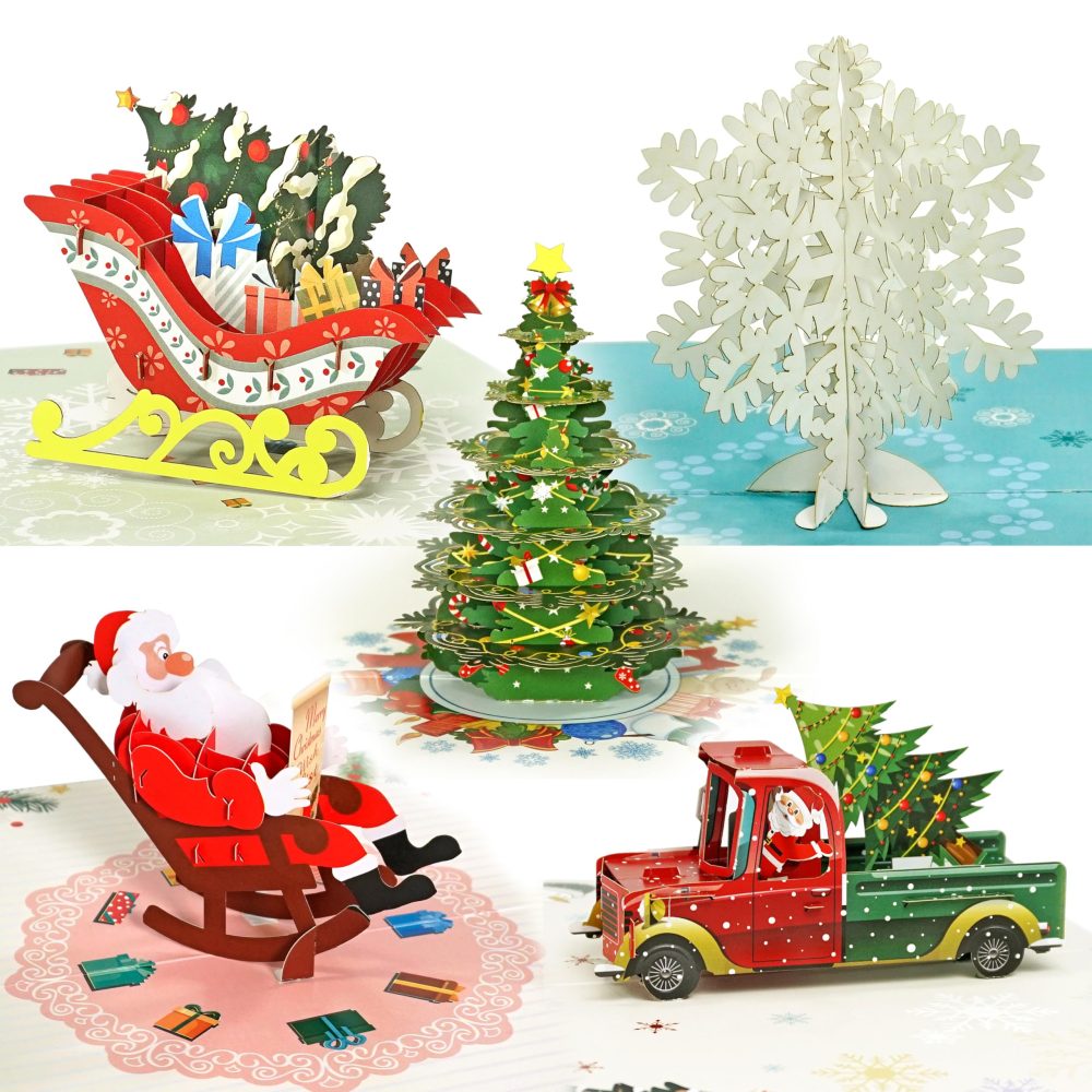 CUTPOPUP Pack 5 Christmas Cards, Christmas Cards 2024, 3D Xmas Cards 2024, Merry Christmas Pop Up Cards, Christmas Cards for Her, Him, Wife, Husband, Mum, Dad (Xmas 5Pack) US8-SET1UK1218