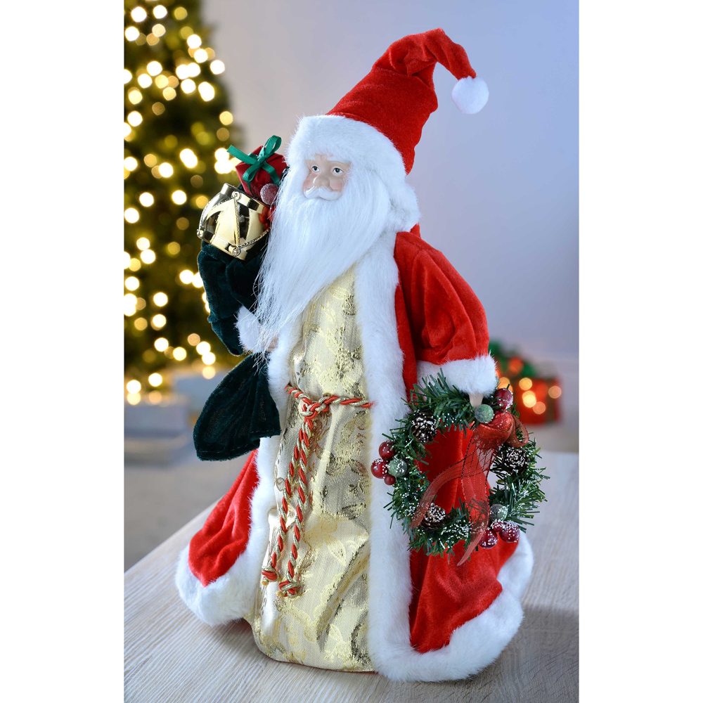 WeRChristmas Santa Decoration Christmas Tree Top Topper, 40 cm - Red/Gold - Image 9