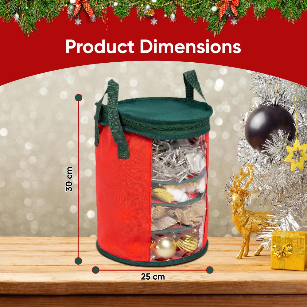 Albert Austin Christmas Tree LED Lights Storage Xmas Lights Ornaments Storage with Dual Zip 4 Compartments Storage Holder for 800 Lights Space Saving Carry Handles Foldable Xmas Lights Organiser - Image 7
