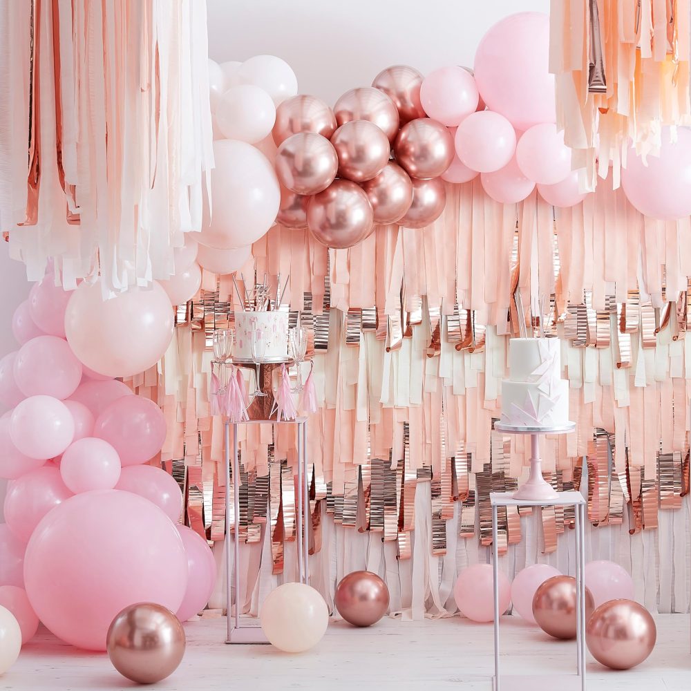 Ginger Ray Rose Gold Foil Happy Birthday Balloon Tails Party Decoration 5 Pack - Image 2