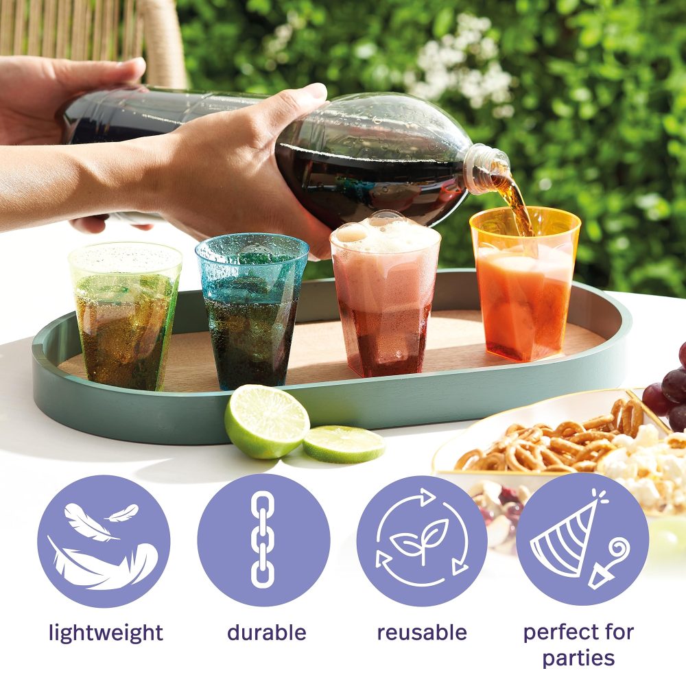 MATANA 80 Neon Party Cups, Coloured Hard Plastic Cups, 210ml - Drinks, Cocktails, Desserts - Kids' Parties, Birthdays, Christmas, Picnic, BBQ, Parties - Sturdy & Reusable - Image 8