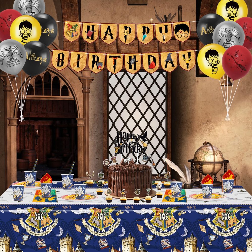 Magical Wizard Party Tableware Set Wizard Party Supplies Wizard Birthday Party Paper Plates Cups Napkins Table Cloth Birthday Banner Balloons Magical Wizard Birthday Party Decorations Supplies - Image 2