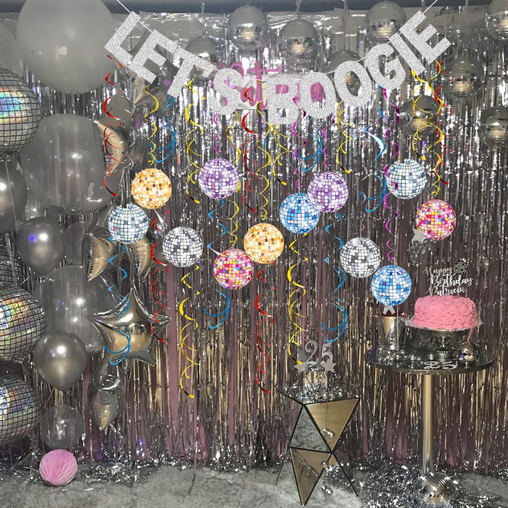 70s Disco Party Hanging Swirls - 41 Pieces 70s Party Decorations Lets Boogie Banner Silber Gelb Violett Bunt Disco Ball Ceiling Hanging Swirls For Retro Disco Party 70's Birthday Hippie Party Decor - Image 2