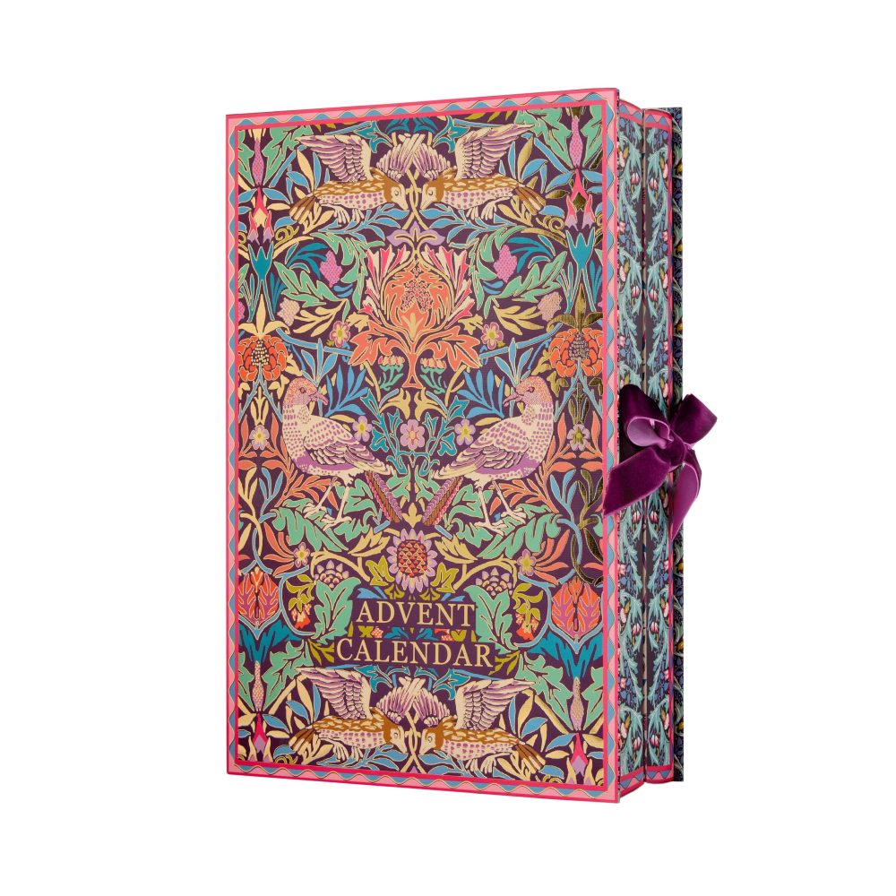 William Morris Advent Calendar, 24 Bath and Body Beauty Products Includes Body Cream and Bath Salts, Travel Size and Vegan Friendly, Gift For Her, Great For Christmas, Bird & Yare Collection