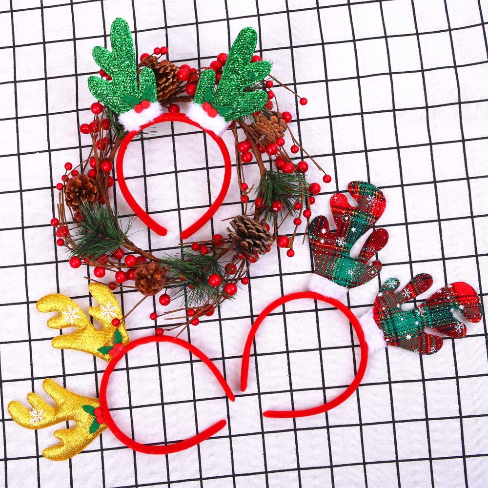 ANECO 9 Styles Christmas Reindeer Headband Antlers Headband Christmas Party Costume Head Boppers for Christmas Party Favor, 9 Pack - Image 4