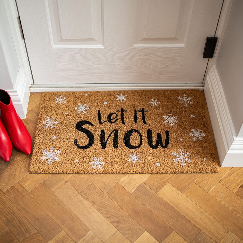 LP Doormats - Christmas door mat - Let it snow Christmas coir doormat - Xmas doormat 75cm x 45 - indoor door mat - outdoor sheltered use welcome mat - front door mats (Welcome) (Let it Snow) - Image 5