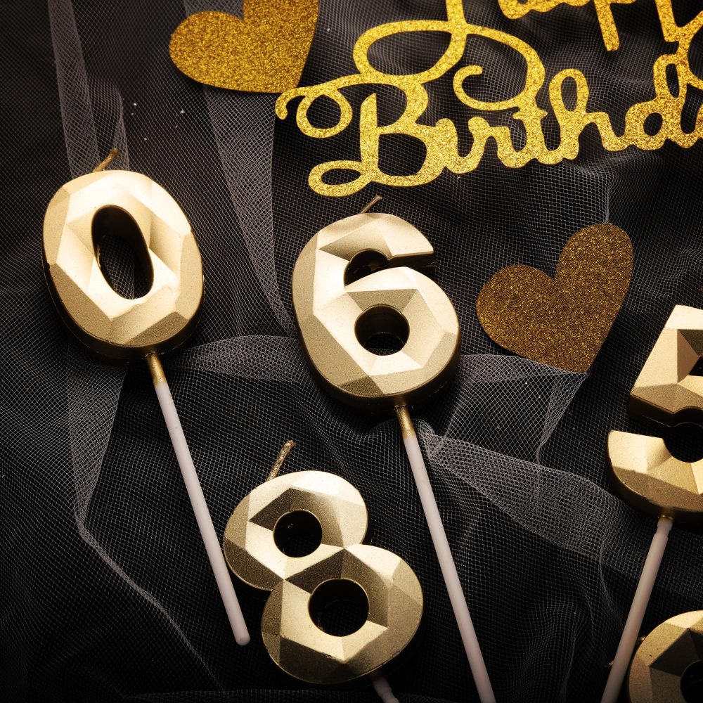 Happy 70th Birthday Cake Topper & Birthday Candles Gold Number 70 Candles for Birthday Cake - 70th Birthday Candles Cake Cupcake Topper Birthday Cake Decorations for Women Men Birthday Gold - Image 6