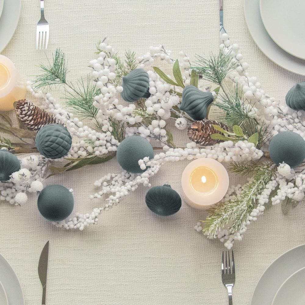 KI Store Grey Velvet Christmas Baubles 25pcs Shatterproof Flocked Christmas Tree Ornaments Assorted for Xmas Tree Decorations - Image 4