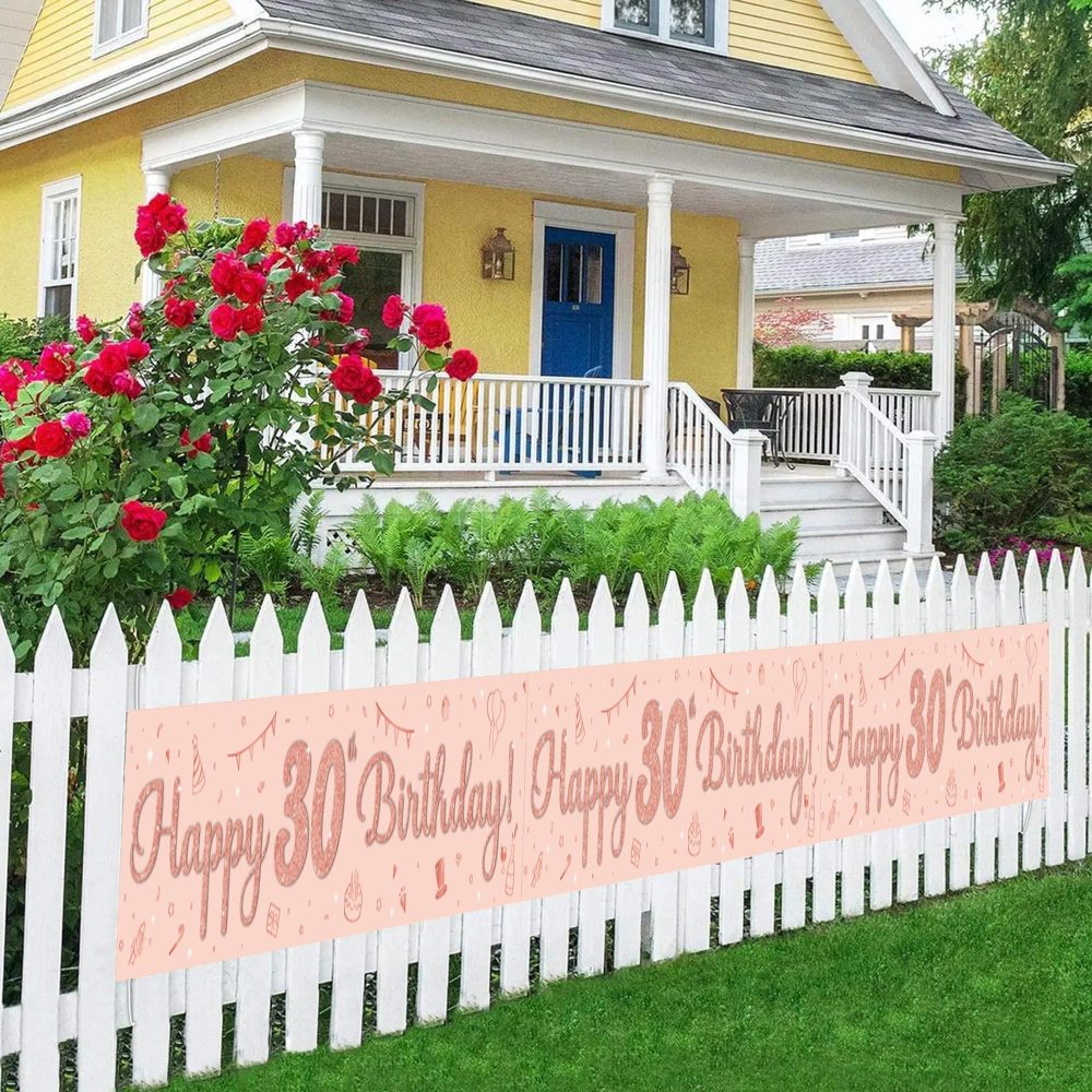 30th Birthday Decorations for Women - Happy 30th Birthday Banner Sash Triangle Flag Sash Yard Banner Latex Balloons Rose Gold Birthday Party Decoration Supplies for Women - Image 4