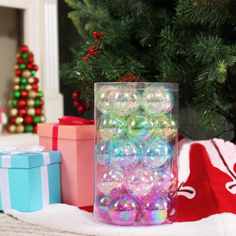 Alyphyly 25Pcs 2.64in Christmas Decoration Balls Shatterproof Colored Transparent Ball for Festival Wedding Home Party Decors Xmas Tree Hanging - Image 2