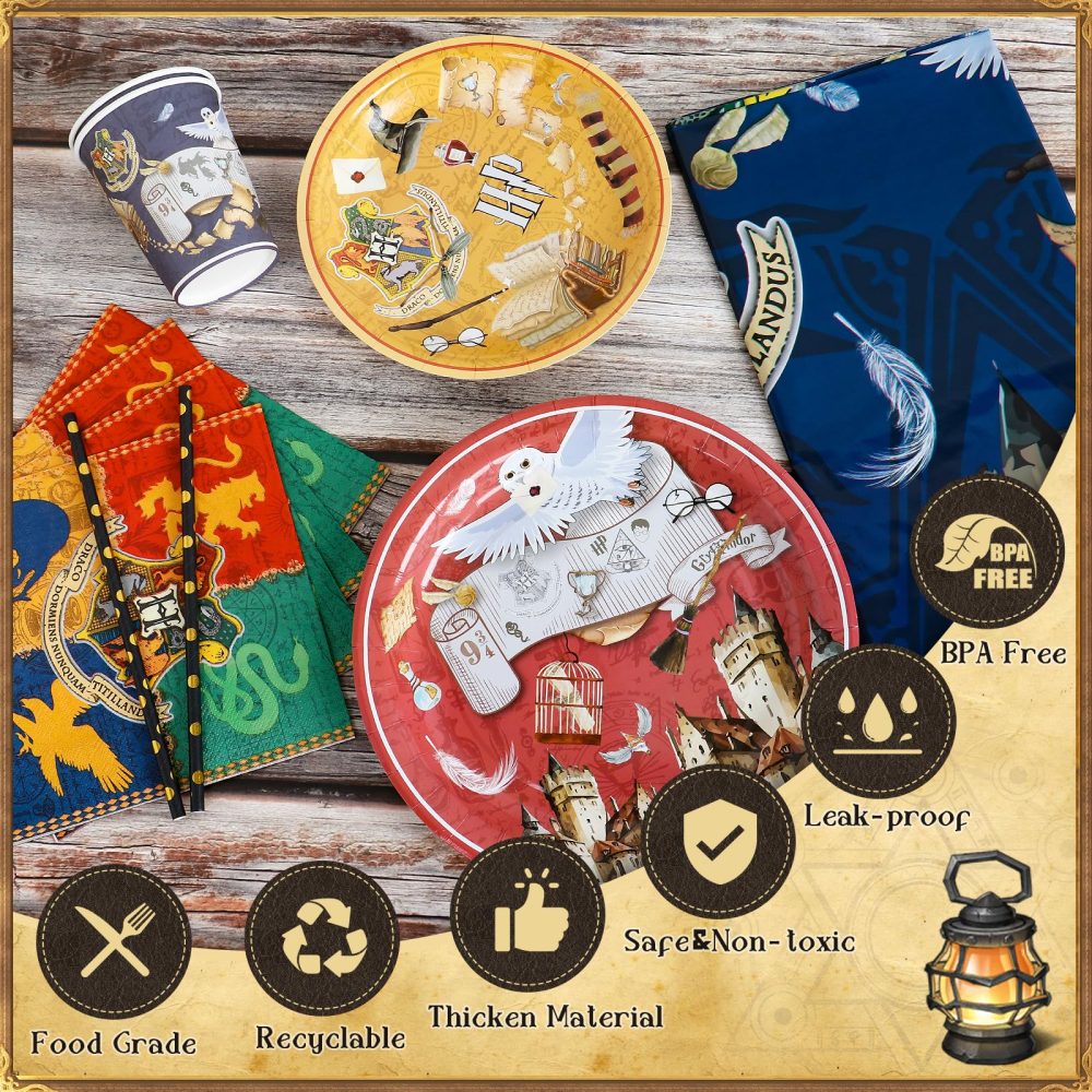 Magical Wizard Party Tableware Set Wizard Party Supplies Wizard Birthday Party Paper Plates Cups Napkins Table Cloth Birthday Banner Balloons Magical Wizard Birthday Party Decorations Supplies - Image 6