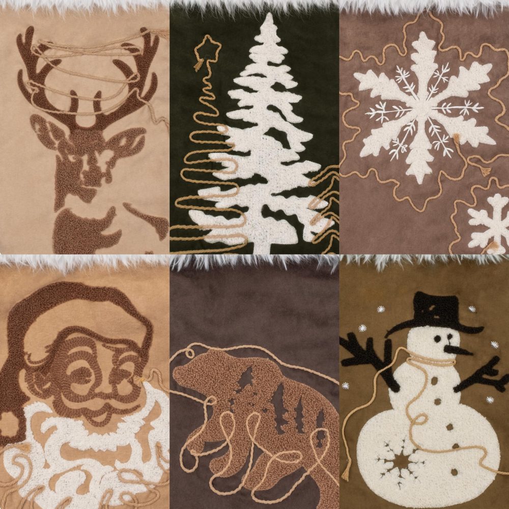 GEX Christmas Stockings 4 Pack for Family Soft Suede with Rope Embroidery Large 20" Fluffy Faux Fur Boho Rustic Farmhouse Country Stockings Decorations Ornaments for Xmas Fireplace (Set of 4) - Image 4