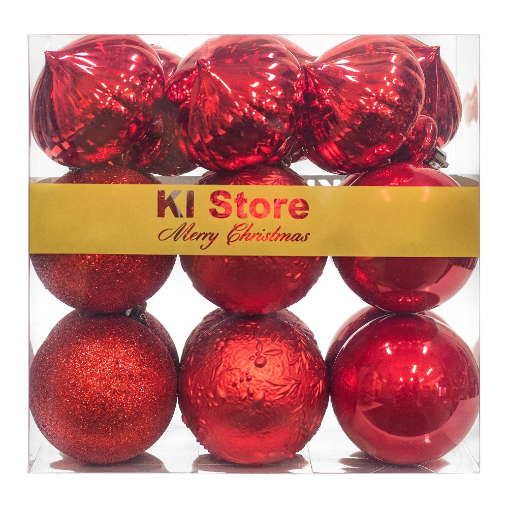 Red Christmas Baubles 80mm Christmas Tree Decoration Ornaments 18pcs Shatterproof Balls for Xmas Hanging Decorations Festival Holiday Decor