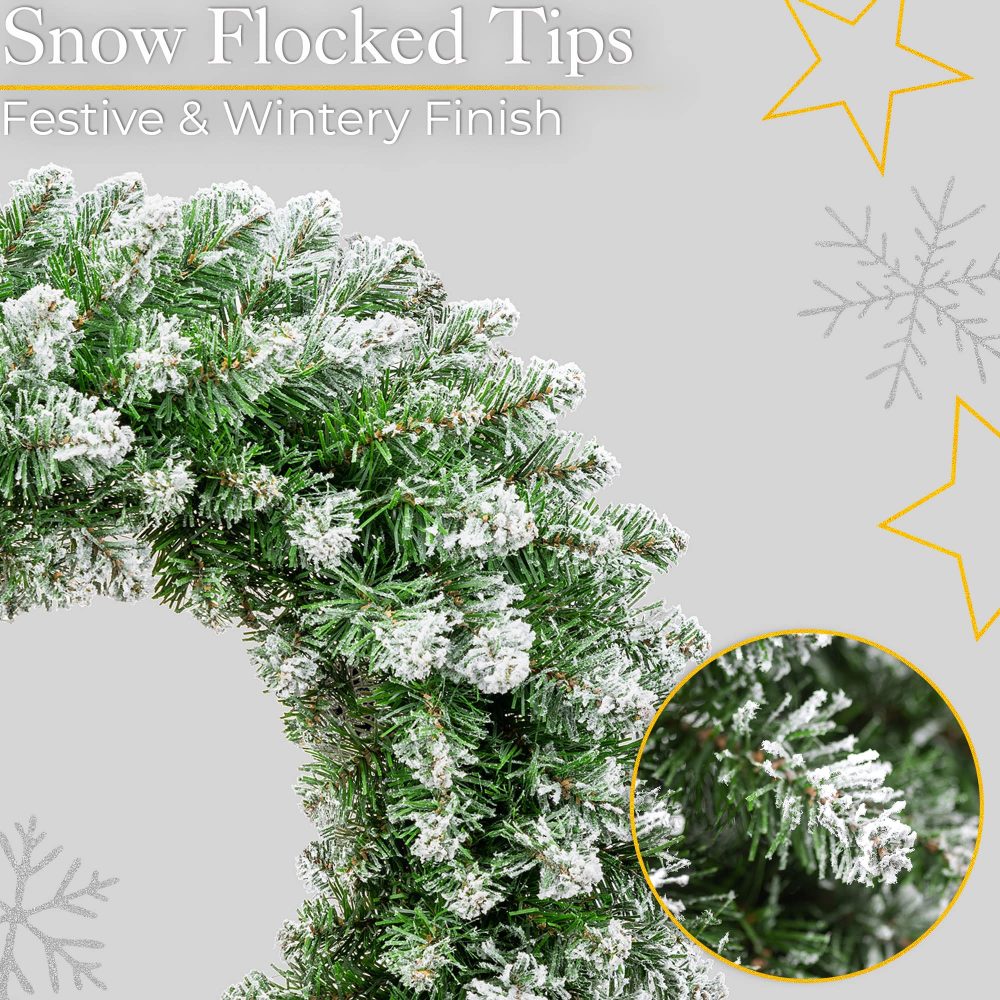 Christow Frosted Christmas Wreath for Front Door, Luxury Artificial Spruce Wreath with Snow, Home Xmas Decoration, Natural Looking Dual Tone PVC Needles, Easy Hanging for Wall Window (60cm / 180 Tips) - Image 5