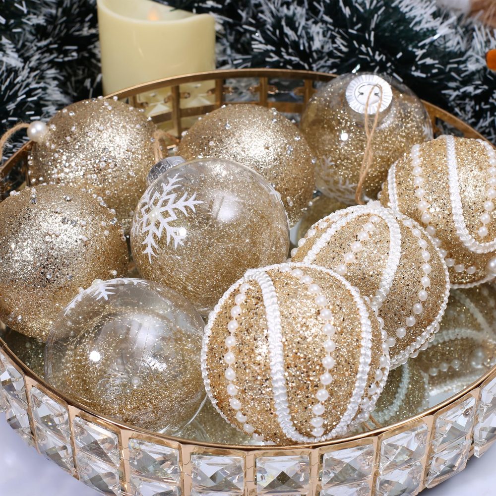 Christmas baubles-9PCS 8cm Christmas ball, champagne Christmas ornament, for Christmas tree decorations - Image 8