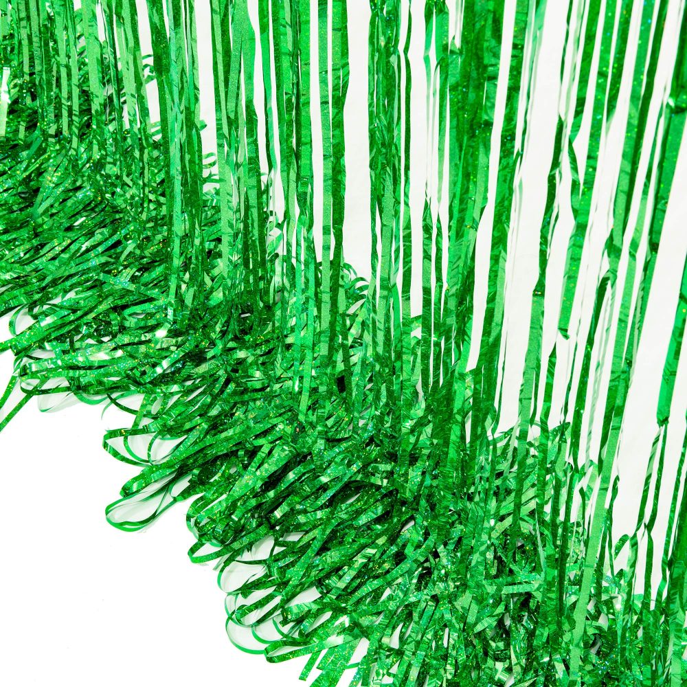 Green Tinsel Curtain Party Backdrop - GREATRIL Foil Fringe Curtain for Christmas/St Patrick’s Day/Luau/Hawaiian/Dinosaur/Jungle/Summer/Safari/Ghost/Birthday Party Decorations Theme Pack of 2 - Image 2