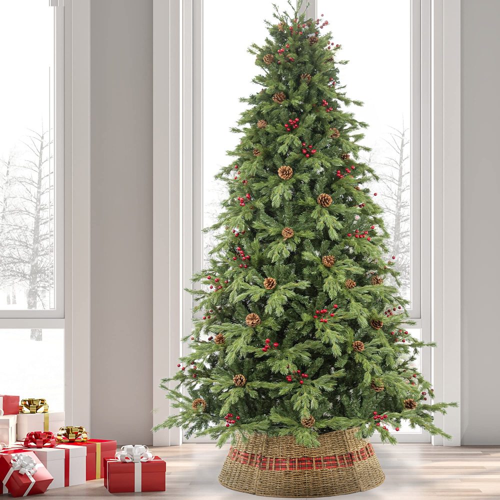 Art Beauty Christmas Tree Collar Large Rattan Wicker Skirt with Replaceable Ribbon for Christmas Tree Decorations - Image 7