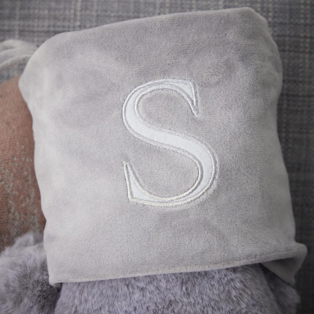 Celebright Matching Christmas Sack and Stocking Set with Embroidered Letter 'S' - Festive Holiday Décor for a Memorable Celebration - Faux Fur - Grey - Image 5