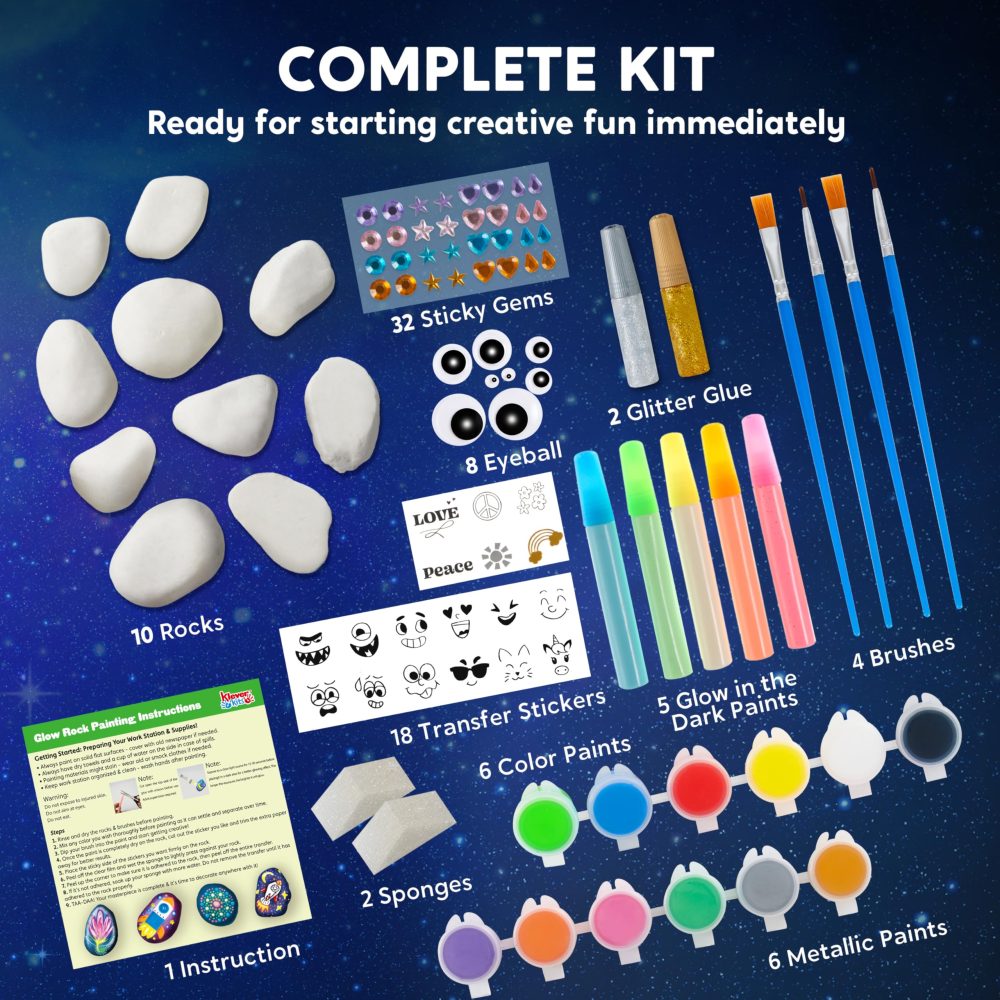 JOYIN Rock Painting Kit- Glow in The Dark Rock Kit, Arts and Crafts for Kids Ages 6-12, Art Supplies Toy, Kids Craft Paint Kits, Arts & Crafts for Boys Girls Birthday Party Gift Toy - Image 5