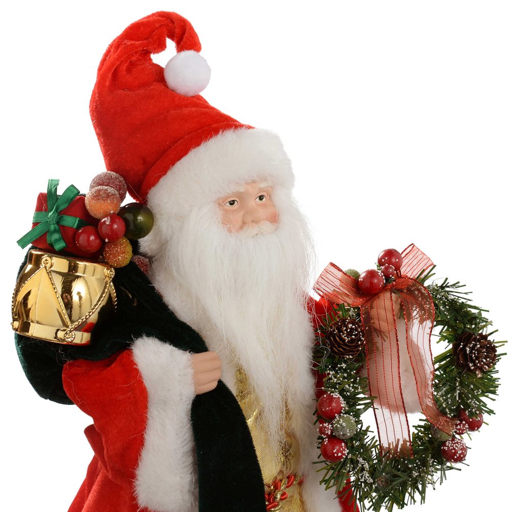 WeRChristmas Santa Decoration Christmas Tree Top Topper, 40 cm - Red/Gold - Image 2
