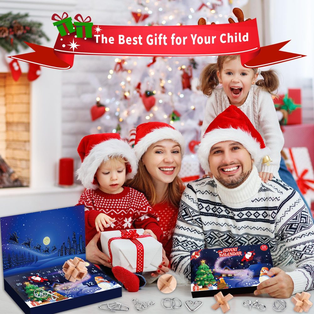 Advent Calendar 2024 Kids, Puzzle Advent Calendar 2024, Christmas Countdown Calendar 24 Pcs with Metal Puzzles and Wood Brain Teasers, 3D Puzzle Skill Games for Boys, Girls, Teens & Adults - Image 2