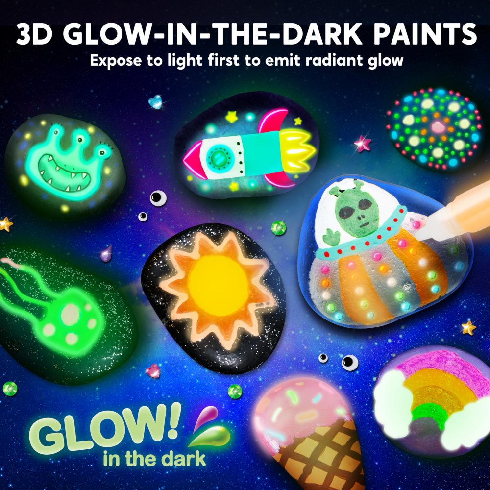 JOYIN Rock Painting Kit- Glow in The Dark Rock Kit, Arts and Crafts for Kids Ages 6-12, Art Supplies Toy, Kids Craft Paint Kits, Arts & Crafts for Boys Girls Birthday Party Gift Toy - Image 7