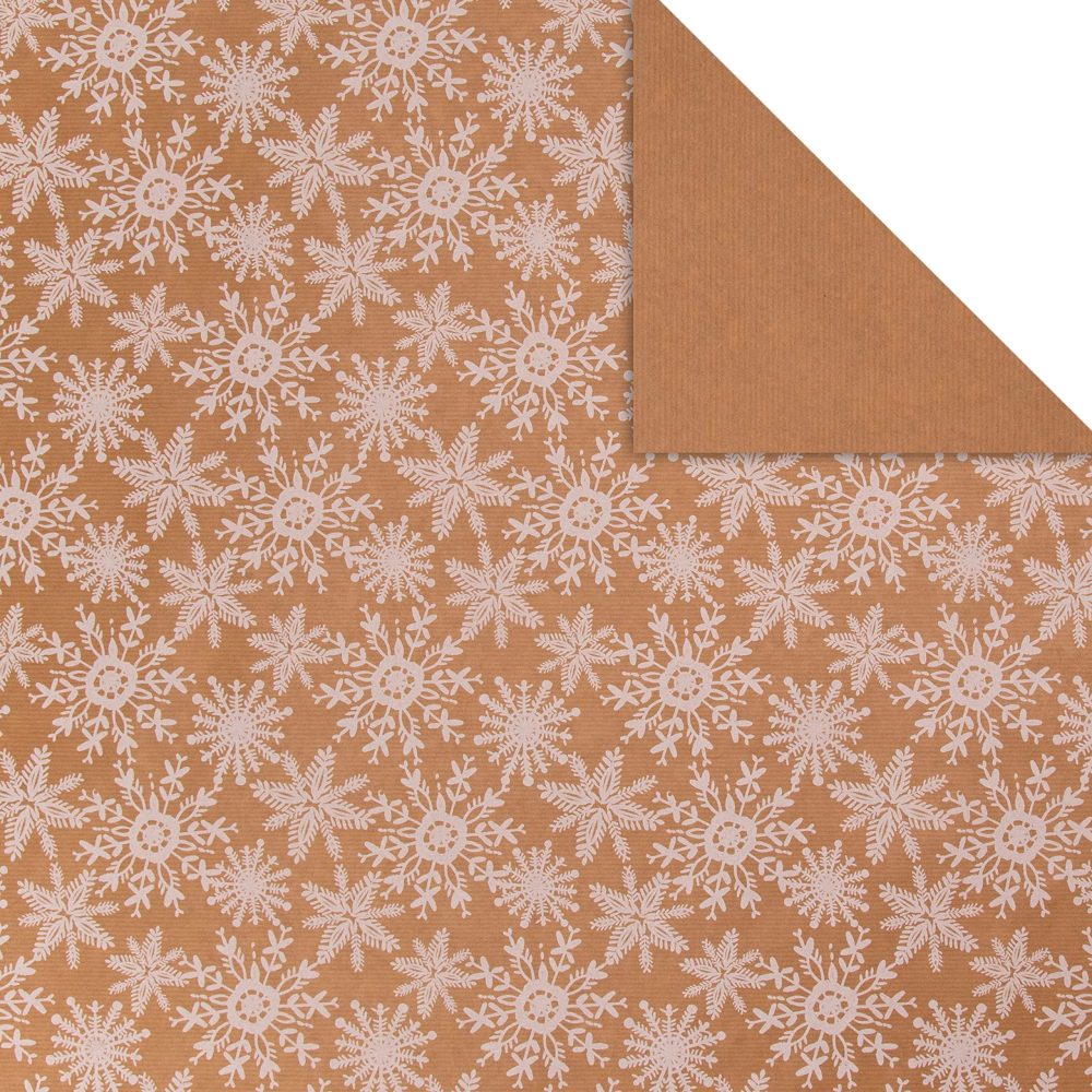 Hallmark Christmas Wrapping Paper, Pack of 6 Brown Kraft Gift Wrap, 3M Each, 3 Festive Designs, Stars, Snowflakes, Trees - Image 3