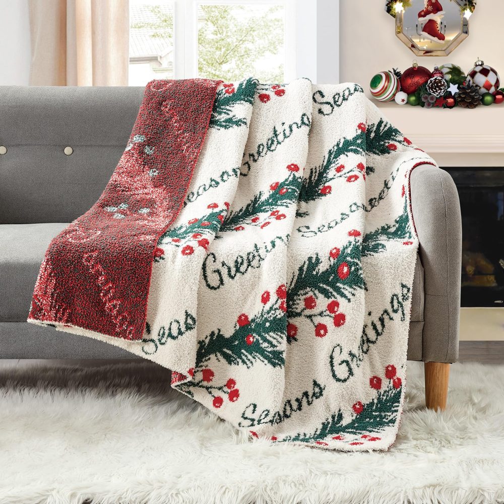 KASYLAN Christmas Blanket Ultra Soft Throw Blanket Reversible Cozy Blankets Fuzzy Plush Throw Blankets for Couch Bed Sofa Travel（127x152cm，Bell） - Image 8