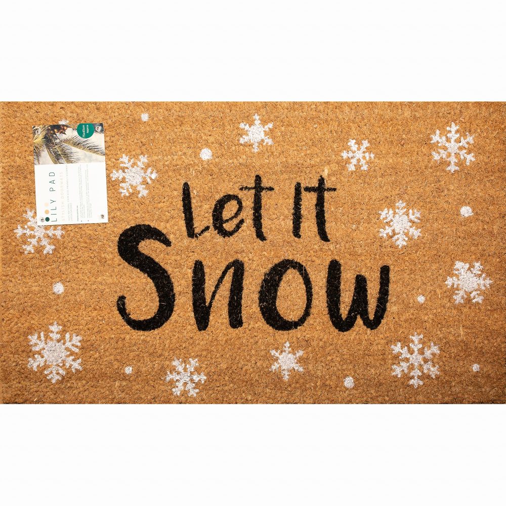 LP Doormats - Christmas door mat - Let it snow Christmas coir doormat - Xmas doormat 75cm x 45 - indoor door mat - outdoor sheltered use welcome mat - front door mats (Welcome) (Let it Snow)