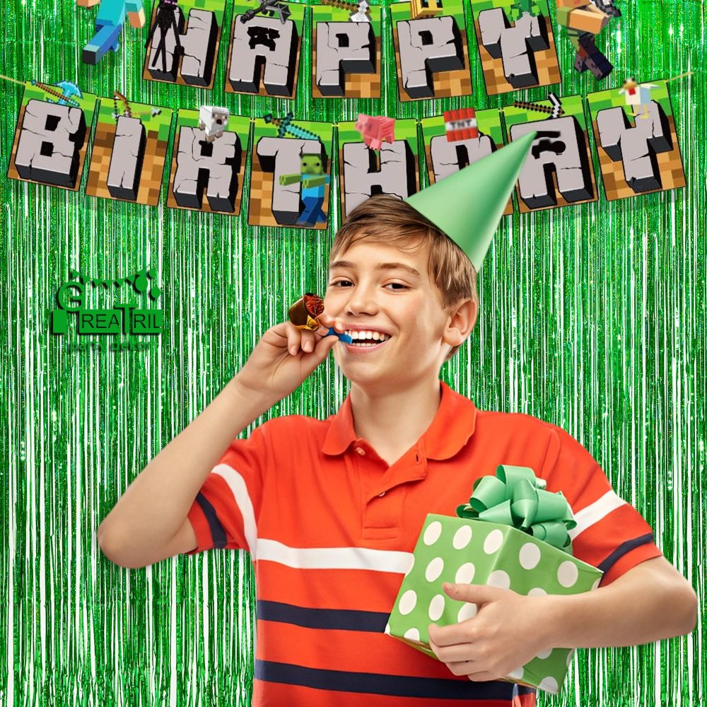 Green Tinsel Curtain Party Backdrop - GREATRIL Foil Fringe Curtain for Christmas/St Patrick’s Day/Luau/Hawaiian/Dinosaur/Jungle/Summer/Safari/Ghost/Birthday Party Decorations Theme Pack of 2 - Image 8