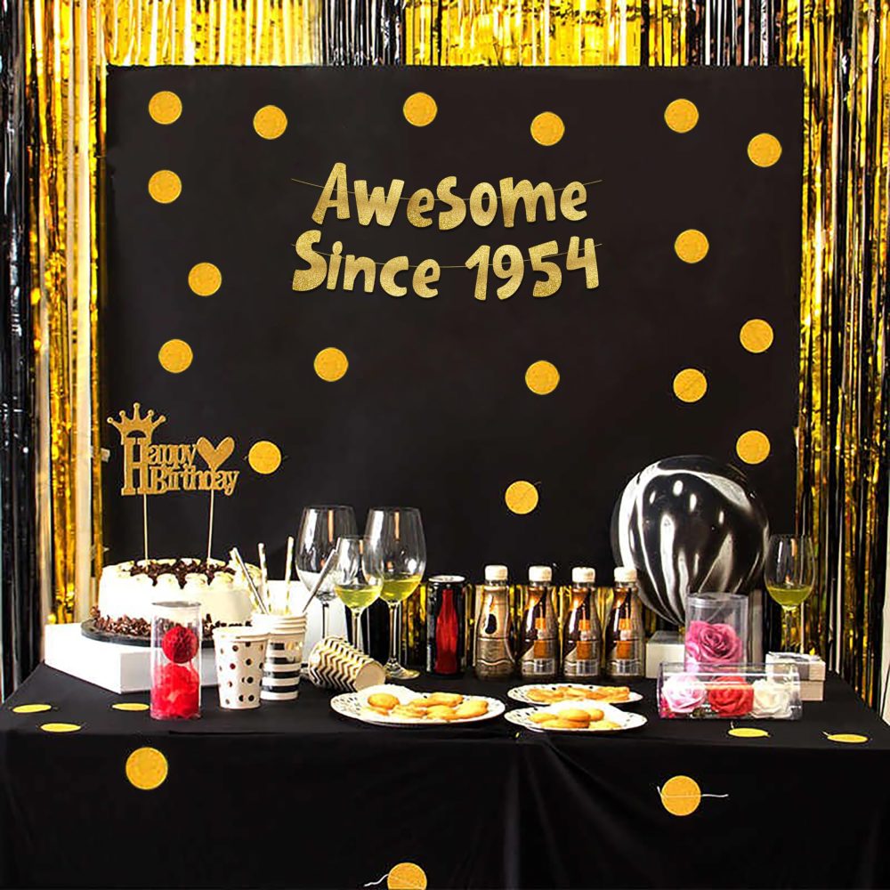 Awesome Since 1954 Gold Glitter Banner - 70th Birthday and Anniversary Party Decorations - Image 3