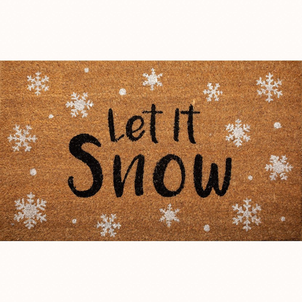 LP Doormats - Christmas door mat - Let it snow Christmas coir doormat - Xmas doormat 75cm x 45 - indoor door mat - outdoor sheltered use welcome mat - front door mats (Welcome) (Let it Snow) - Image 2