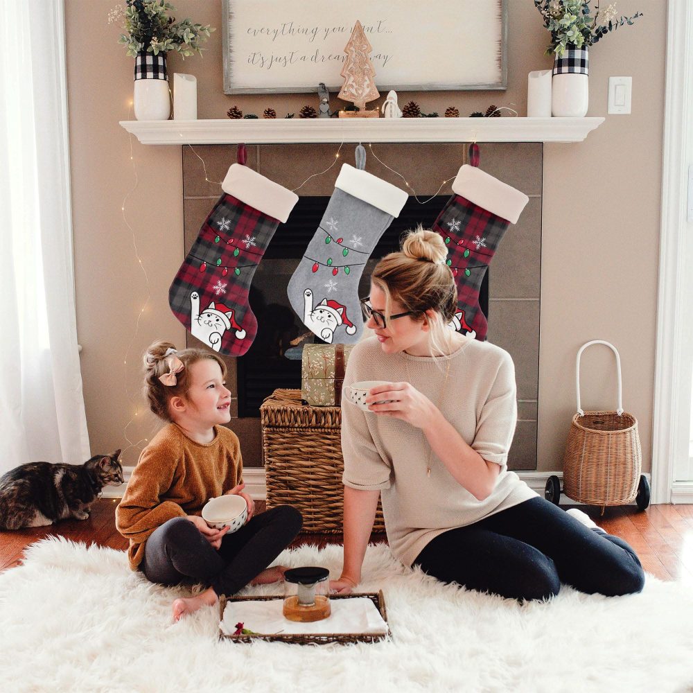 BambooMN 1 Pc Set 18" Classic Hand Embroidered Sequined Cute Animal Christmas Stocking, 02 Penguin - Image 3