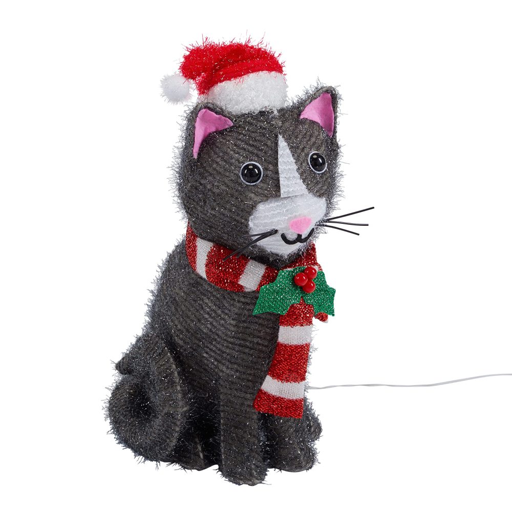 Lights4fun Outdoor Light Up Cat Christmas Figure Garden Decoration with 30 Warm White LEDs & Timer 46cm - Image 4